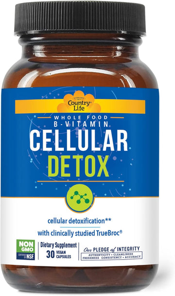 Country Life Cellular Detox, Whole Food B Vitamin, Supports Cellular Detoxification, 30 Vegan Capsules, Certified Gluten Free, Certified Vegan, Certified Non-Gmo Verified