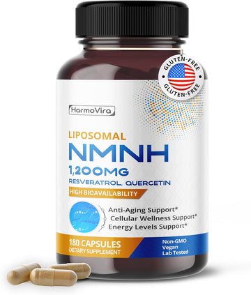 Liposomal Nmnh 1,200 Mg With Resveratrol, Quercetin, Vitamin C & D3 – 180 Capsules – Vegan, Non-Gmo