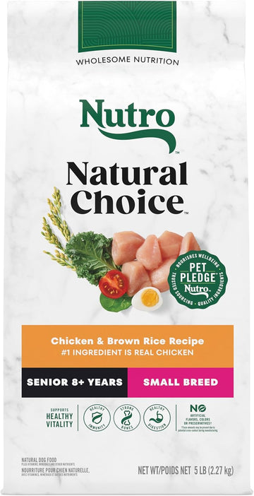 Nutro Natural Choice Senior Small Breed Dry Dog Food, Chicken And Brown Rice Recipe, 5 Lbs
