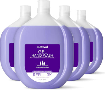 Method Gel Hand Soap Refill, French Lavender, Recyclable Bottle, Biodegradable Formula, 34 Oz (Pack Of 4)