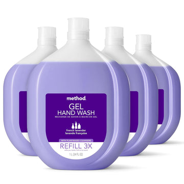 Method Gel Hand Soap Refill, French Lavender, Recyclable Bottle, Biodegradable Formula, 34 oz (Pack of 4)