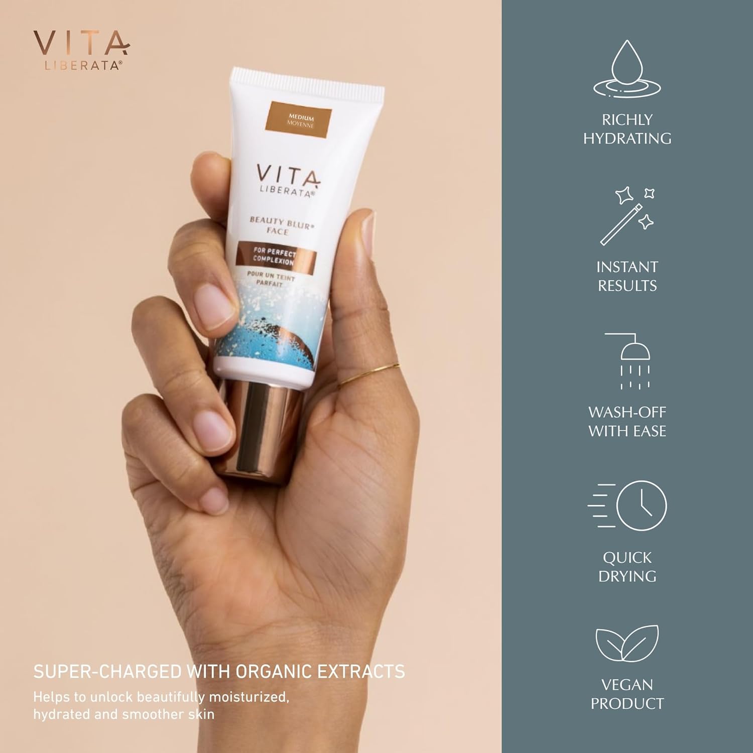 VITA LIBERATA Beauty Blur Light 30ml & Brush Bundle, BB/CC Cream, Hydrating complexion booster, Radiant Glow & Flawless Finish, Colour Corrector, Tinted Primer, Flawless application blending brush : Amazon.co.uk: Beauty