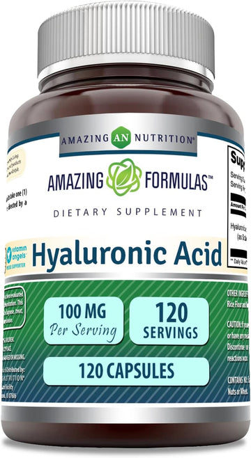 Amazing Formulas Hyaluronic Acid 100Mg 250 Capsules Supplement | Non Gmo | Gluten Free | Made In Usa