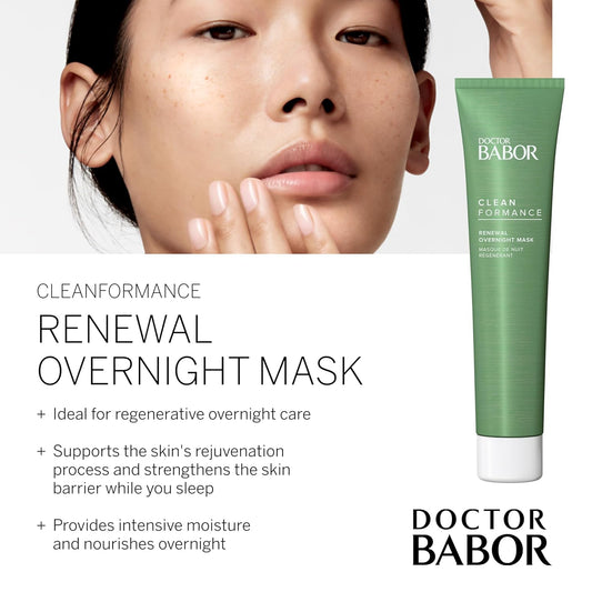 Babor Cleanformance Renewal Overnight Mask, Rejuvenate And Replenish Moisture And Skin Barrier During Sleep, Balanced Hydrated Skin Infused With Hyaluronic Acid, Prebiotics And Probiotics, 2.53 Oz