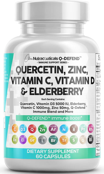 Quercetin 1000Mg Zinc 50Mg Vitamin C 1000Mg Vitamin D 5000 Iu Bromelain Elderberry - Lung Immune Defense Support Supplement Adults With Artemisinin, Sea Moss, Echinacea, Garlic Immunity Allergy Relief