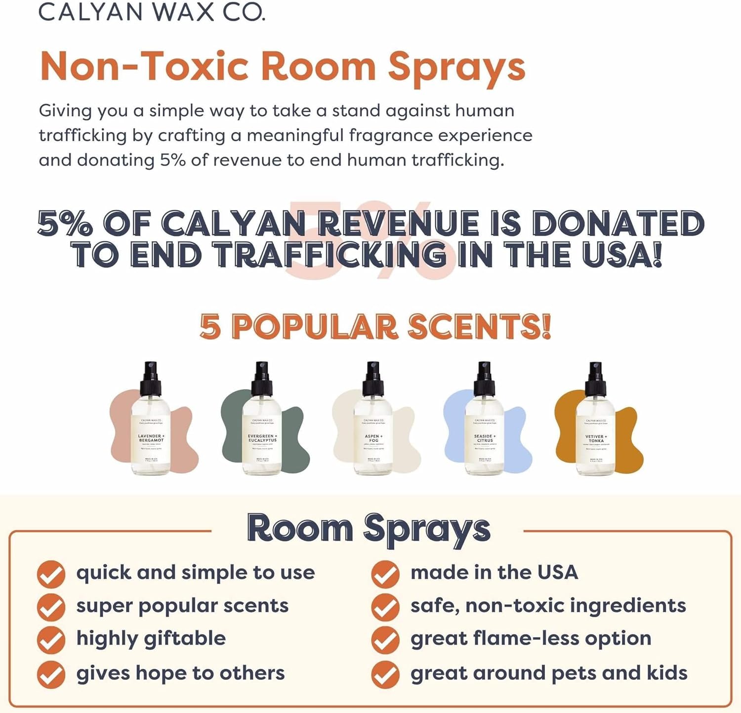 Calyan Wax Co. Lavender & Bergamot Natural Room Spray Infused with Essential Oils, Air Freshener Spray & Aromatic Mist in Non-Aerosal Spray Bottles, 4 Fl Oz Each : Home & Kitchen