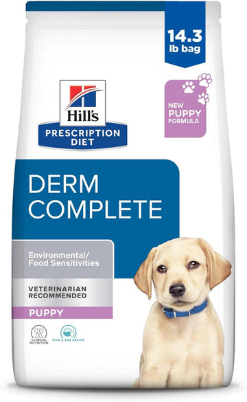 Hill'S Prescription Diet Derm Complete Puppy Environmental/Food Sensitivities Rice & Egg Recipe Dry Dog Food, Veterinary Diet, 14.3 Lb. Bag