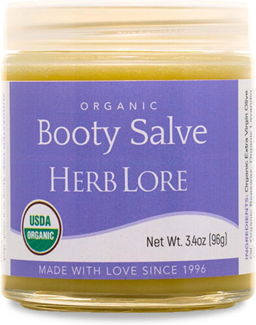 Herb Lore Organic Booty Salve – Natural Soothing Ointment – Herbal Comfort Cream For Sensitive, Delicate Areas And Itching (3.4 Oz)