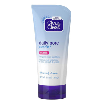 Clean & Clear Daily Pore Face Cleanser, Oil-Free Acne Face Wash For Normal, Oily & Combination Skin, 5.5 Oz