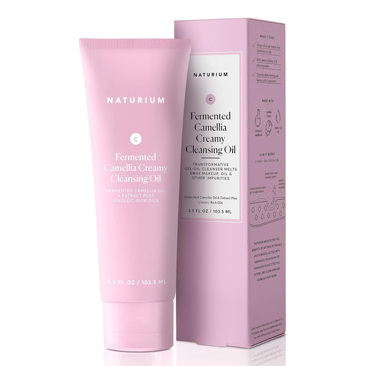 Naturium Fermenting Cleansing Duo, Camellia Creamy Cleansing Oil & Rice Enzyme Cleanser, Gentle & Skin Brightening Wash