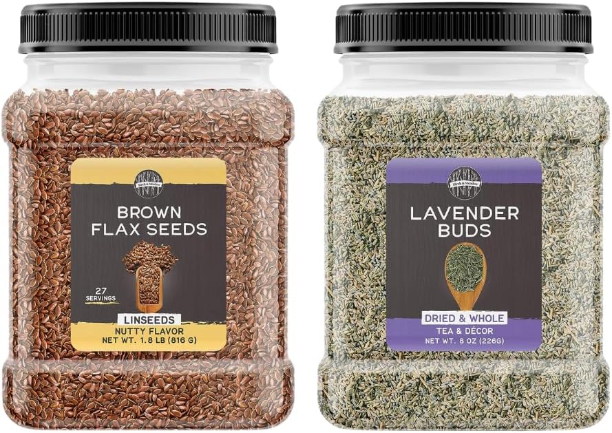 Birch & Meadow Brown Flax Seeds & Lavender Buds Bundle, Versatile Ingredients, Diy & Baking, Flavorful