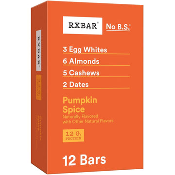 Rxbar Protein Bars, 12G Protein, Gluten Free Snacks, Pumpkin Spice, 22Oz Box (12 Bars)