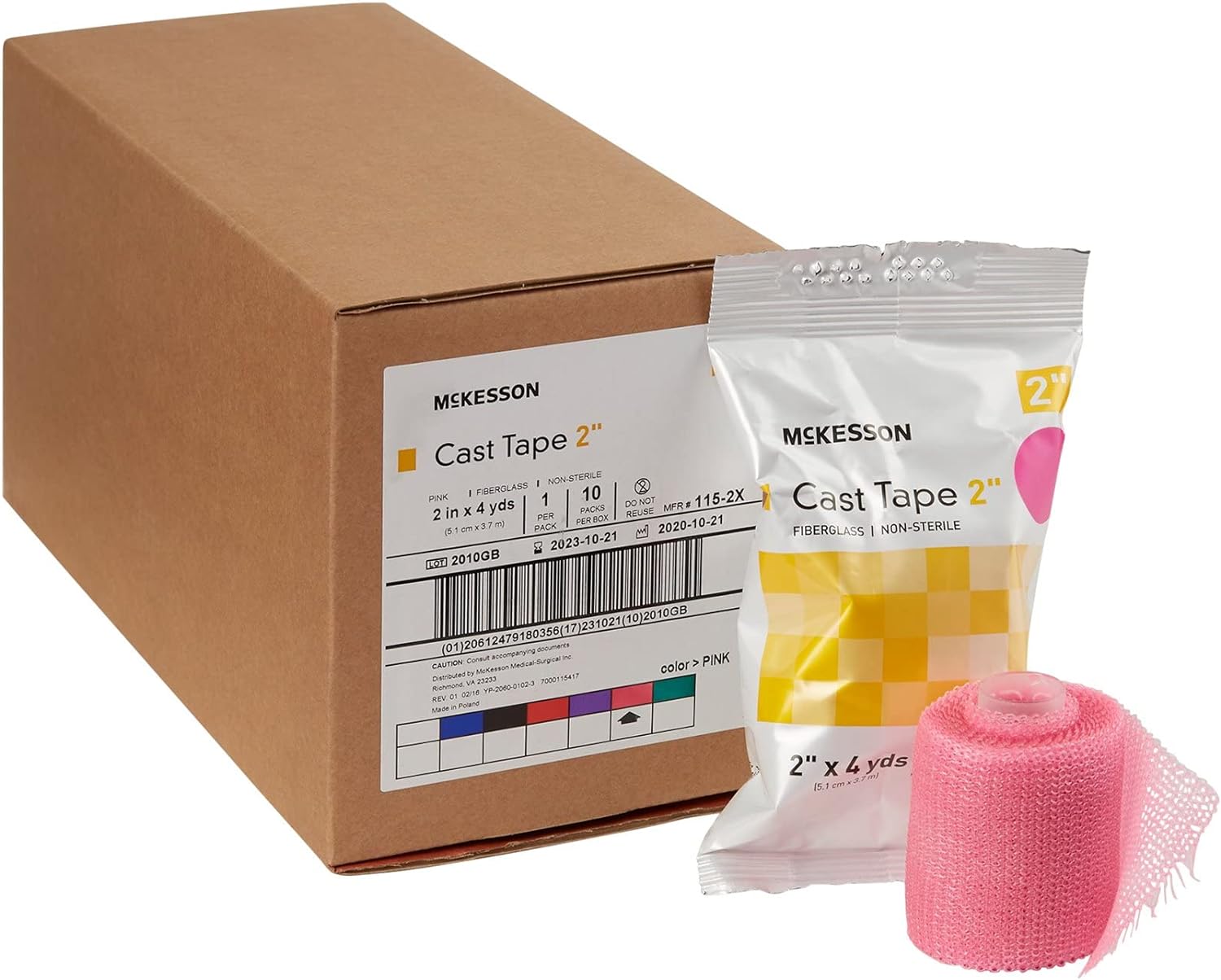 McKesson Cast Tape, Fiberglass, Pink, 2 in x 4 yds, 1 Count, 10 Packs, 10 Total : Health & Household