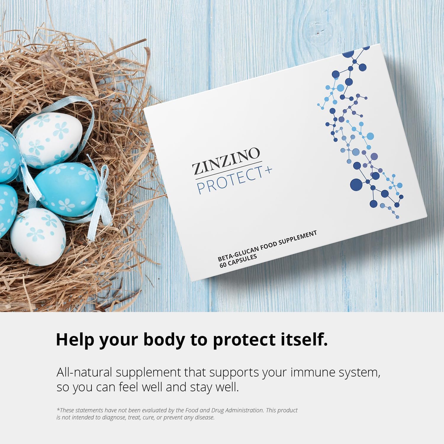 Zinzino Protect+ - Immune Support Supplement With Beta-Glucans, Vitamin C & D3 - Boosts Immune System With Synergistic Blend - 60 Capsules : Health & Household