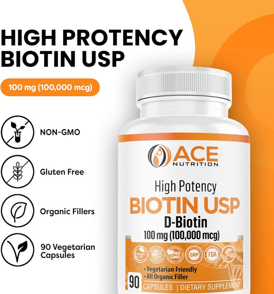 High Potency Biotin Usp (D-Biotin) 100Mg (100,000Mcg) (3)