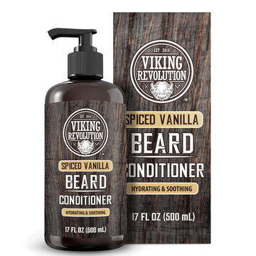 Viking Revolution Spiced Vanilla Beard Conditioner For Men With Argan Oil And Jojoba Oil - Beard Softener And Strengthener Natural Beard Conditioner With Beard Oil - Beard Care Moisturizer (17Oz)