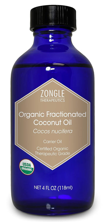 Organic Fractionated Coconut Oil By Zongle, 4 Oz – 100% Pure Natural, Usda Certified, Therapeutic Grade