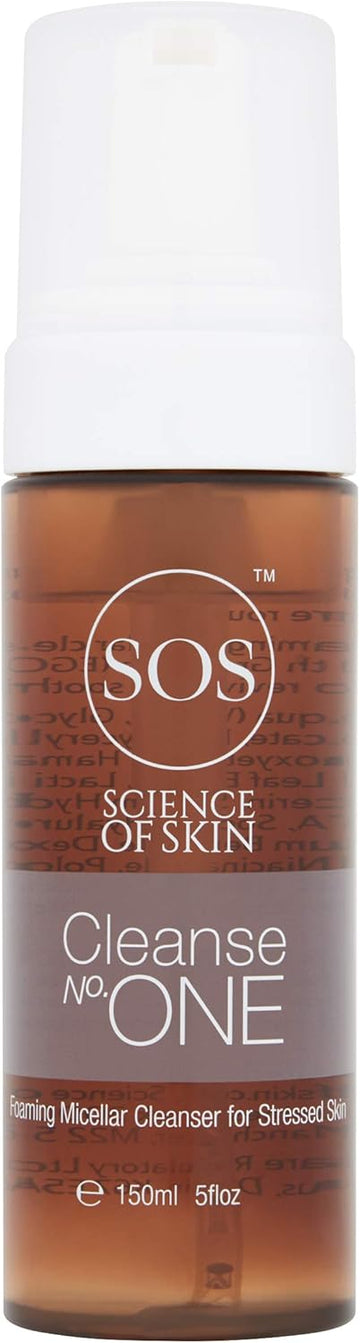 Science Of Skin Cleanse No. One - Micellar Foaming Face Cleanser For Problem Stressed Skin - Hydrating Cleanser For Skin Care - Gentle Foaming Facial Cleanser For Sensitive Skin Cleansing/Face Wash