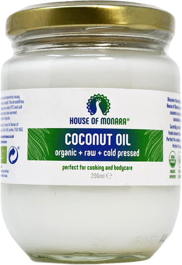 House Of Monara Organic Extra Virgin Coconut Oil Pure, Raw And Cold Pressed 200 Ml