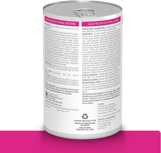 Hill'S Prescription Diet Gastrointestinal Biome Digestive/Fiber Care Chicken & Vegetable Stew Wet Dog Food, Veterinary Diet, 12.5 Oz. Cans, 12-Pack