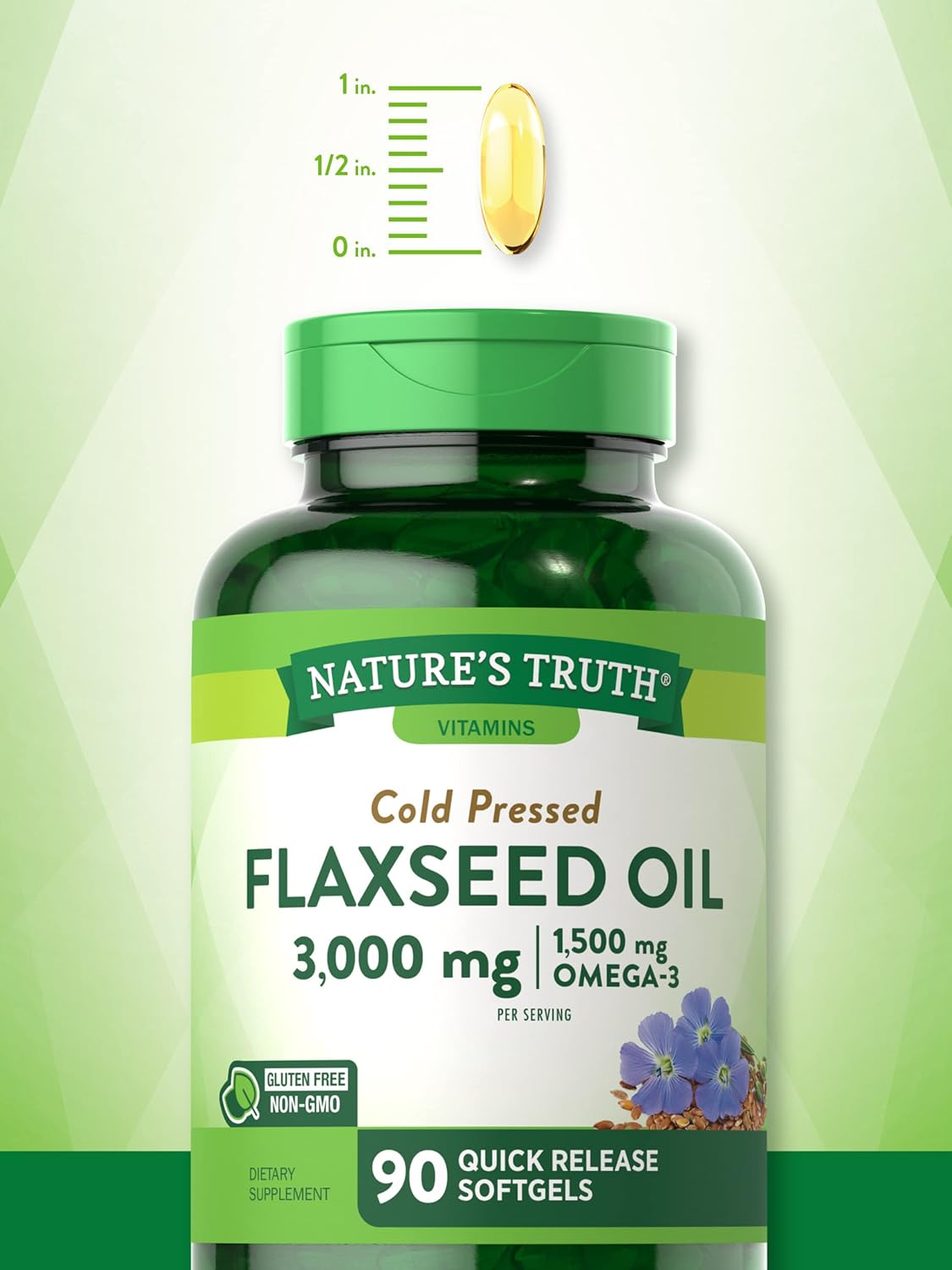 Flaxseed Oil Softgels | 90 Count | Cold Pressed, Non-GMO & Gluten Free Supplement | by Nature's Truth : Health & Household