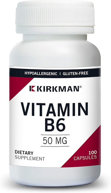 Kirkman Vitamin B-6 50 Mg - Hypoallergenic || 100 Vegetarian Capsules || Gluten/Casein Free || Tested For More Than 950 Environmental Contaminants