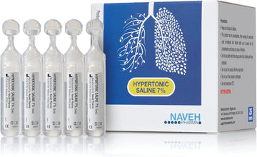 Naveh Pharma 7% Hypertonic Saline Solution For Nebulizer Machine | Nebulizer Respiratory Support For Adults & Seniors | Solution For Inhalation & Nasal Irrigation | 25 Bullets (0.17 Fl Oz Each)