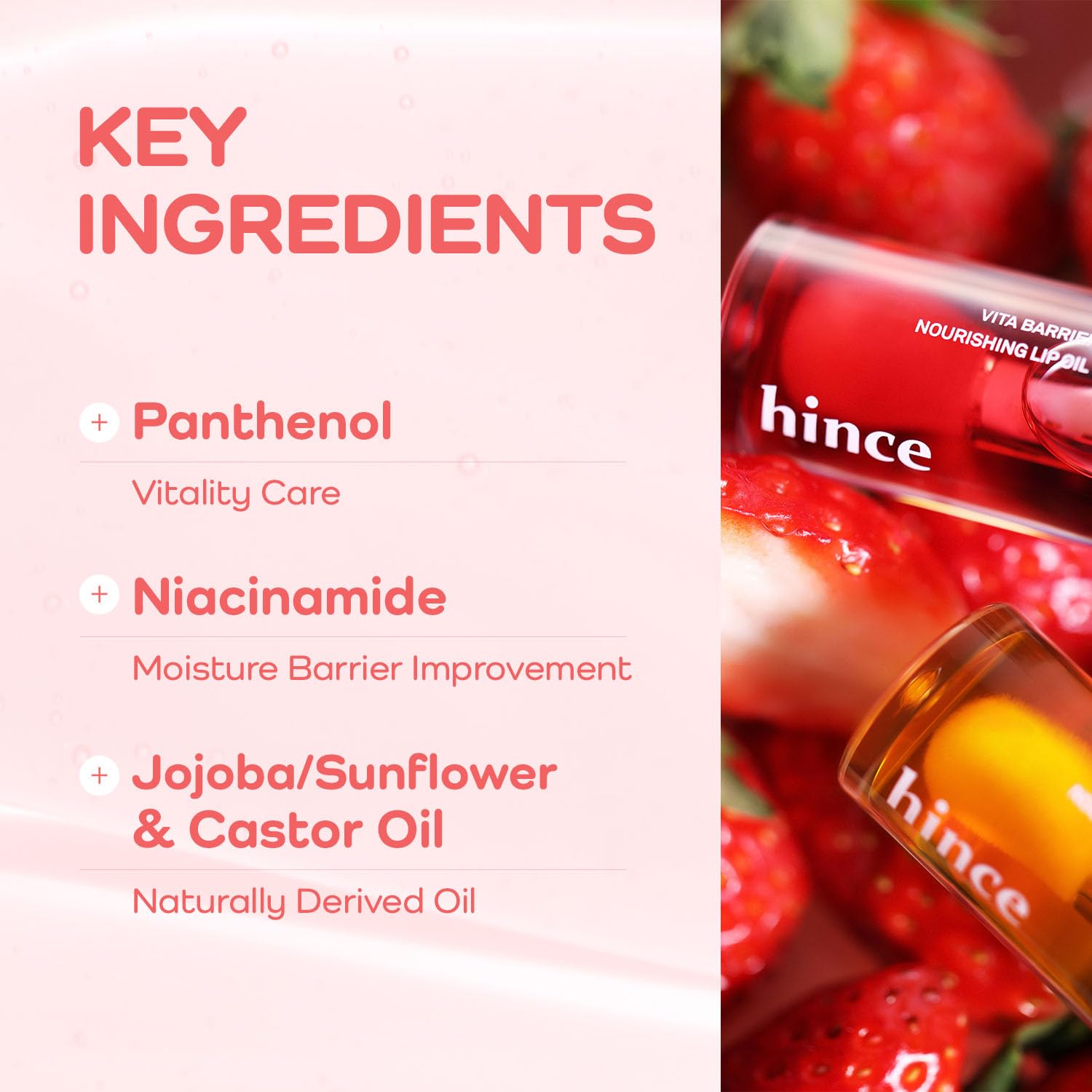 Hince Vita Barrier Nourishing Lip Oil 02 Mandarin - Nourishing Lip Moisturizer For Dry Lips, Lip Gloss, Hydrating & Moisturizing Lip Glow Oil, Non-Sticky Long Lasting Lip Oil Gloss