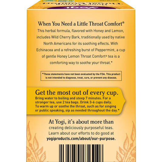 Yogi Tea - Honey Lemon Throat Comfort (6 Pack) - Soothes The Throat - 96 Tea Bags