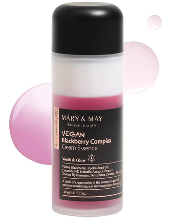 Mary&May Vegan Blackberry Complex Cream Essence - Intense Hydrating & Soothing Face Essence - Fragrance-Free, Hypoallergenic, Deep Moisture, Anti-Aging, Boost Elasticity, Korean Skincare, 4.73 Fl.Oz