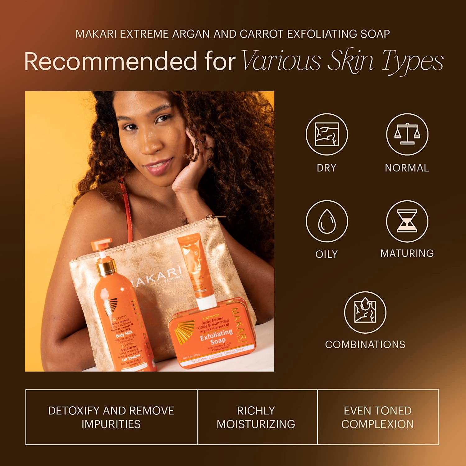 Makari Extreme Active Intense Argan & Carrot Oil Exfoliating Soap (7Oz) | Advanced Brightening Bar Soap | With Apricot Seed Extract And Vitamins C & E | Helps Reveal Natural Skin Radiance : Beauty & Personal Care
