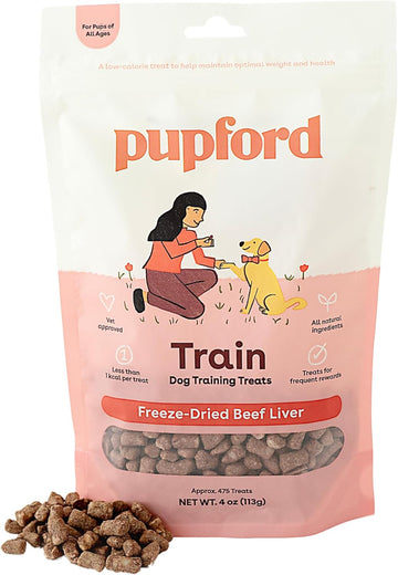 Pupford Freeze Dried Training Treats For Dogs & Puppies, 475+ Three Ingredient Bites (Beef Liver, 4 Oz)