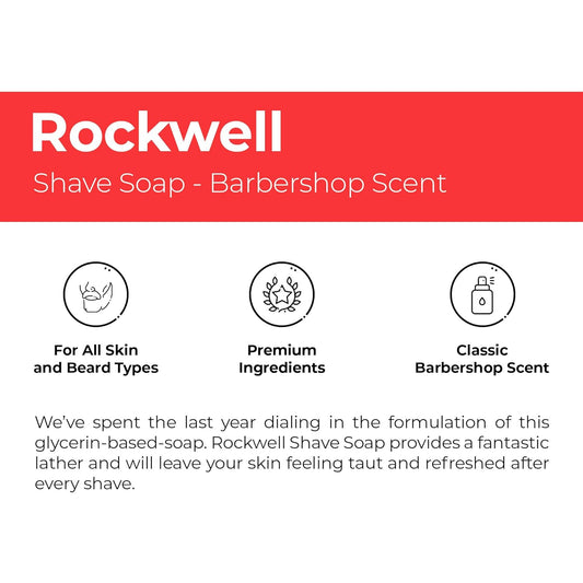Rockwell Babershop Shaving Soap | Formulated With Shea Butter, Coconut Oil & Wheat Protein For Smooth & Soothing Wet Shave | Ideal For Sensitive Skin & Thick Beards