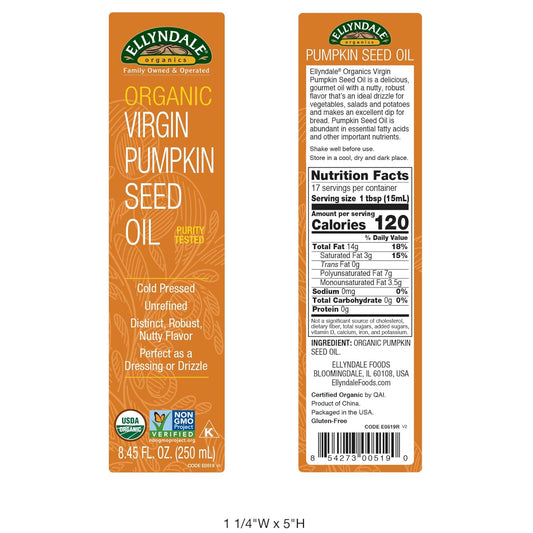 Now Foods, Organic Virgin Pumpkin Seed Oil, Cold-Pressed, Unrefined, Distinct Robust, Nutty Flavor, Certified Non-Gmo, 8.45-Ounce