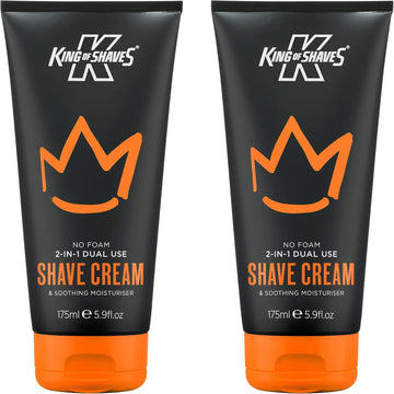 King Of Shaves 2-In-1 No Foam Shaving Cream & Daily Moisturising Face Cream For Men 150Ml Twin Pack