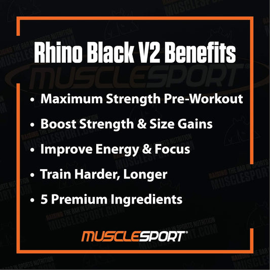 Musclesport Rhino Black? Pre Workout V2 - Preworkout Powder Supplement