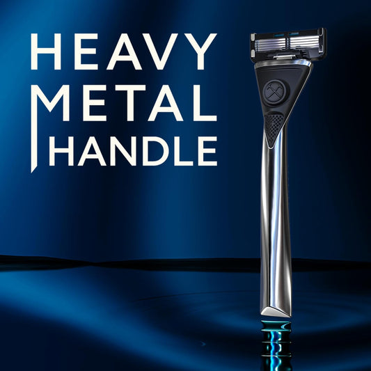 Dollar Shave Club | Heavy Metal Shave Kit | Heavy-Duty Razor Handle, 6 Blade Razor Blade Refills, And Razor Cover | Precision Razor Shave Kit, Shaving Kit, Grooming Kit, Razor Set