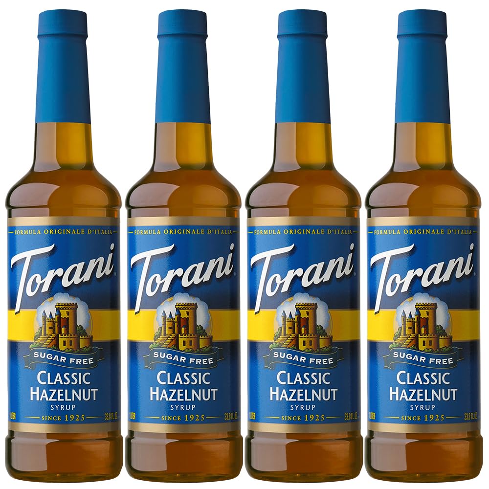 Torani Sugar Free Syrup, Classic Hazelnut, 25.4 Ounces (Pack Of 4)