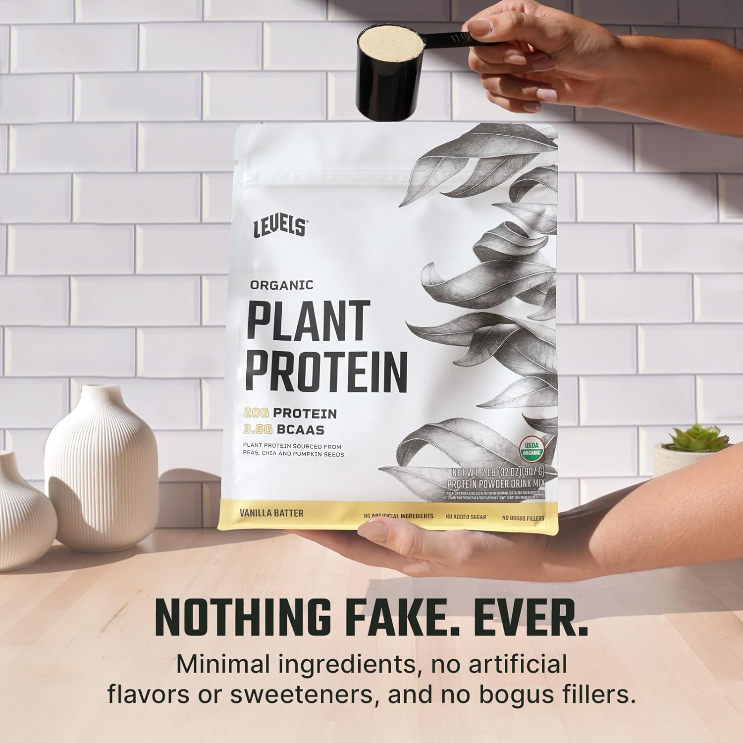 Levels Organic Plant Protein, 20G of Protein, No Artificials, Vanilla Batter, 2LB : Everything Else