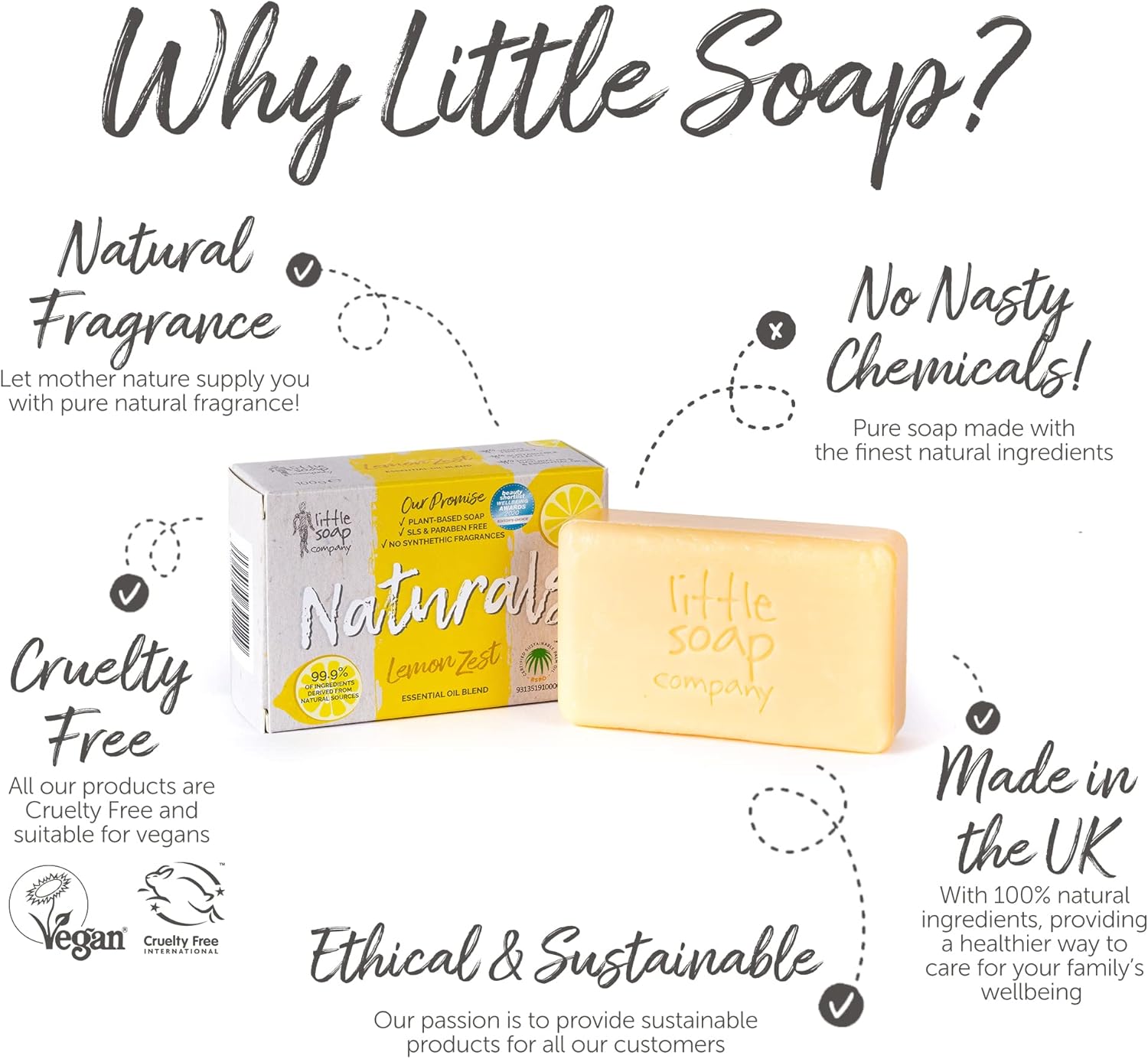 Little Soap Company Naturals Range - Bar Soap | Vegan, Cruelty Free, No SLS or Parabens, Refreshing Cleansing Soap bars, Natural Eco Friendly Body & Hand Soap, 100g (Citrus & Lavender) (Pack of 2) : Amazon.co.uk: Beauty