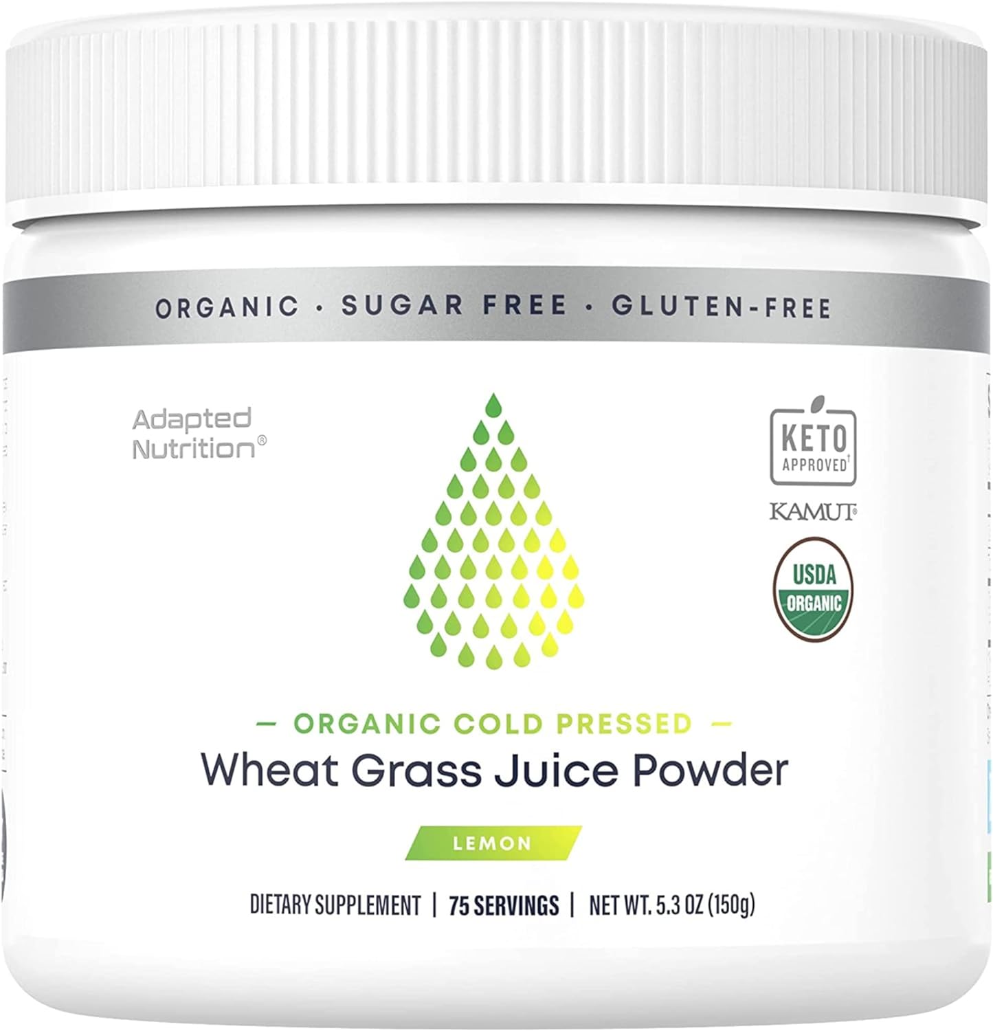 Organic Wheatgrass Juice Powder With Kamut | 75 Servings | Chlorophyll & Trace Minerals | No Maltodextrin & Sugar | Delicious Lemon Flavor