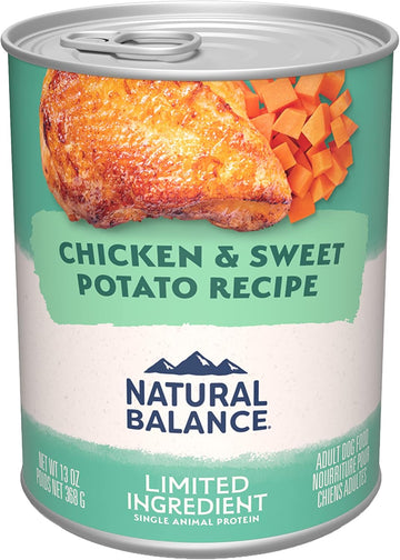 Natural Balance Limited Ingredient Adult Grain-Free Wet Canned Dog Food, Chicken & Sweet Potato Recipe, 13 Ounce (Pack Of 12)