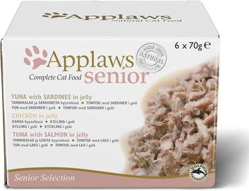 Applaws Complete Wet Cat Food for Senior Adult Cats, Tuna and Chicken Selection in Jelly Tin 6 x 70g?1040NE-AC