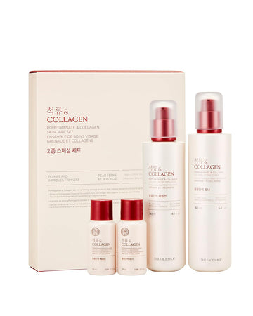 The Face Shop Pomegranate & Collagen Skincare Set | Deep Revitalizing Emulsion for Moisture Barrier Strengthening | Plump & Smoothen Skin | Korean Skincare Set, K-Beauty : Beauty & Personal Care