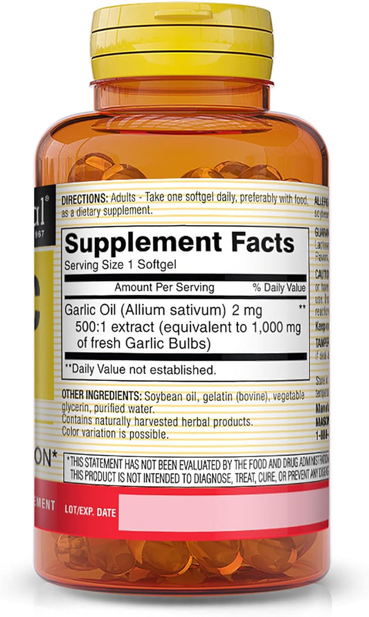MASON NATURAL Garlic Oil 1000 mg 100 Softgels