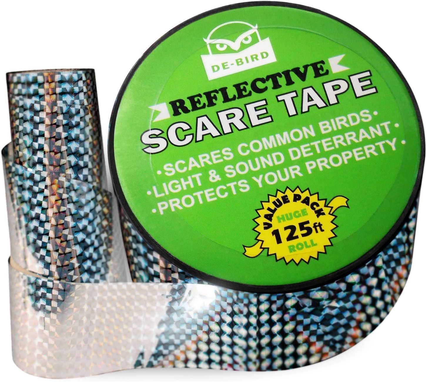 Bird Repellent Scare Tape - Keep Away Pigeons, Ducks, Crows and More - Deterrent Works with Netting And Spikes (125)?2