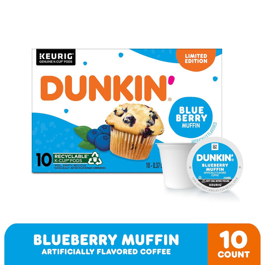 Dunkin’ Blueberry Muffin Ground Coffee, Keurig K-Cup Pods, 10 Count