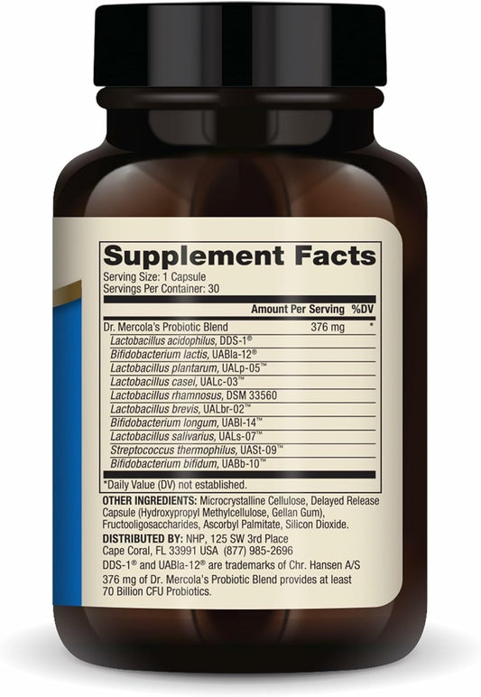 Dr Mercola Complete Probiotics 70 Billion Cfu Per 2 Capsules (30 Capsules)