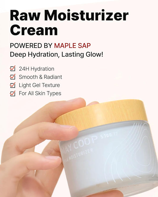 May Coop Raw Moisturizer Face Cream – Daily Hydrating Cream With Maple Sap For Deep Hydration, Softening & Nourishing - Korean Skincare, Vegan Clean Beauty, 2.8Oz