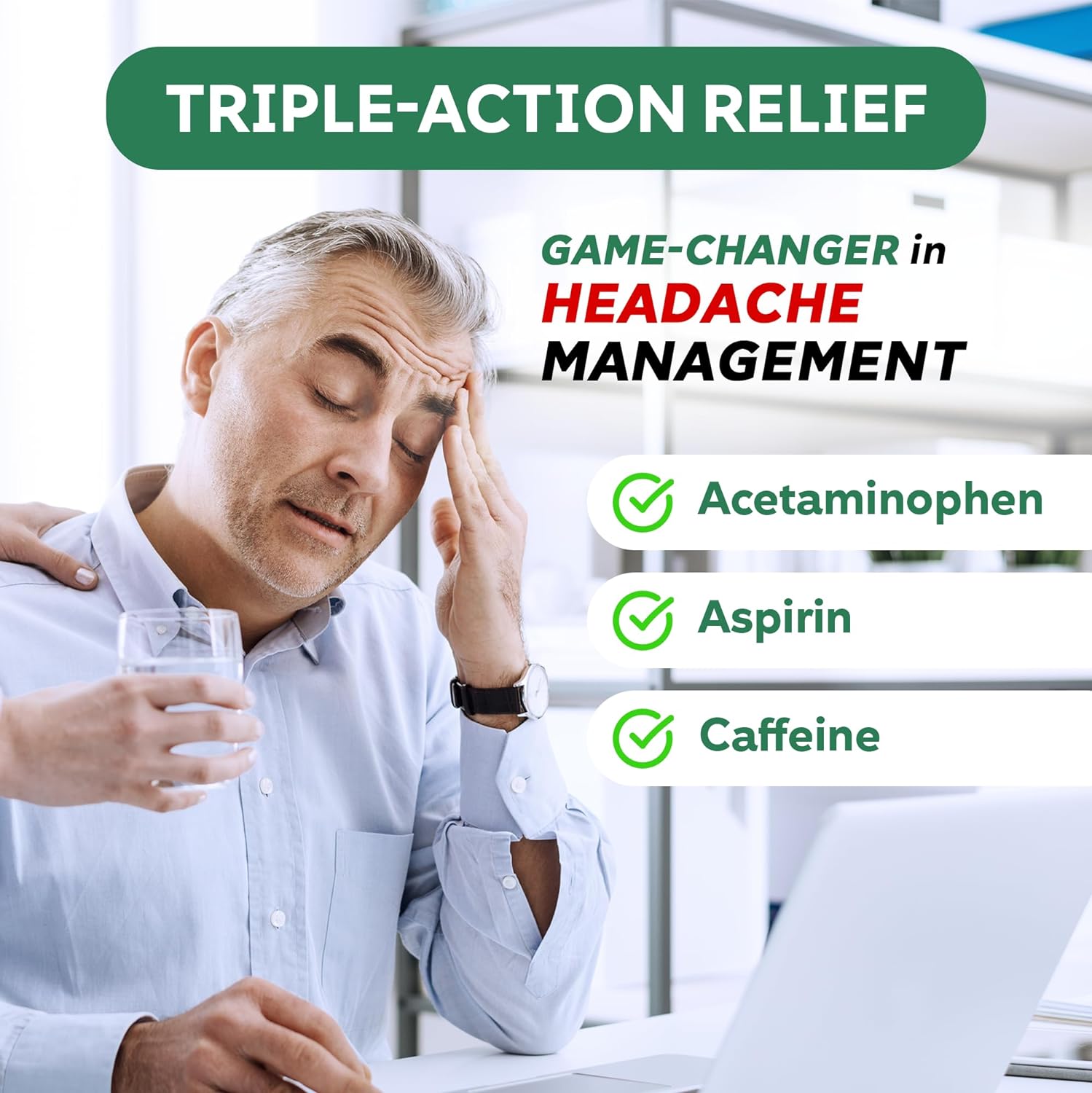 Timely Extra Strength Headache Relief - Acetaminophen with Aspirin & Caffeine (200 Caplets) - Headache, Migraine & Back and Body Pain & Muscle Aches - Compares to Excedrin Extra Strength - Made In USA : Health & Household